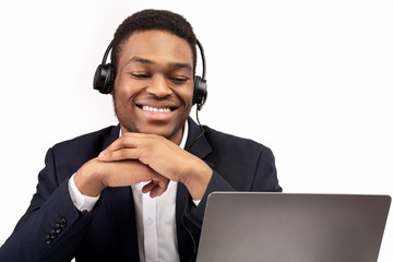 male offshore call centre agent smile